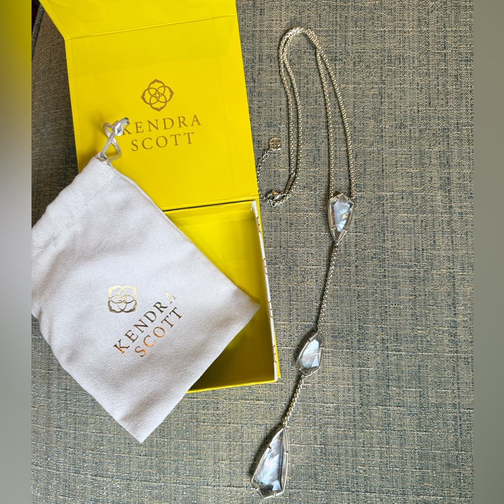 Kendra Scott Charlotte 14k Gold Plated Ivory Mother of Pearl Drop Necklace - Picture 8 of 12